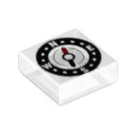 Tile 1 x 1 with Compass Print