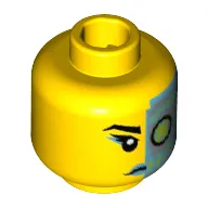 Minifig Head Cyborg, Eyebrow, Dark Azure Lips, Dark Azure and Silver Cyborg Eyepiece Print