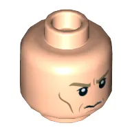 Minifig Head Director Krennic, Dark Tan Eyebrows, White Pupils, Cheek Lines, Frown Print