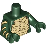 Torso Bare Chest with Bones and Spikes print, Dark Green Arms with Tan Stripes print, Dark Green Hands