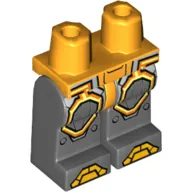 Hips and Dark Bluish Gray Legs with Gold Armor and Orange and Yellow Circuitry, Octagonal Knee Pads Print