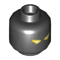 Minifig Head Rogul, Dual Sided, Triangular White and Yellow Eyes / Triangular White and Bright Light Blue Eyes, Lightning Print [Hollow Stud]