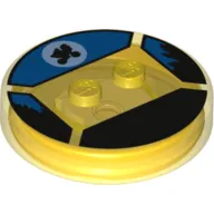 Function Brick Round 4 x 4 x 2/3 with 2 Studs and Bicycle Silhouette over Moon in Blue Sky print