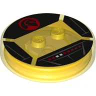 Function Brick Round 4 x 4 x 2/3 with 2 Studs and Knight Rider Light Panel and Red Logo Print