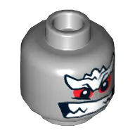 Minifig Head Doomsday, White Bushy Eyebrows, Red Eyes, Bared Sharp Teeth Print [Hollow Stud]