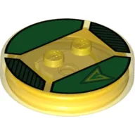 Function Brick Round 4 x 4 x 2/3 with 2 Studs and Green Arrow Logo Print
