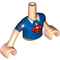 Minidoll Torso Girl with Blue Top with White Collar, Jewel Pendant, Red 'S' Print, Light Nougat Arms with Hands with Dark Blue Short Sleeves Print (Supergirl)