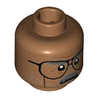 Minifig Head Commissioner James Gordon, Glasses with Dark Gray Eyebrows and Moustache, Dark Brown Cheek Lines Print