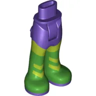 Minidoll Hips and Trousers with Back Pockets and Lime Leggings, Bright Green Boots with Dark Purple Soles Print