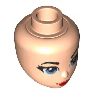 Minidoll Head with Blue Eyes, Red Lips and Closed Mouth Print (Wonder Woman)