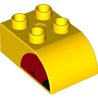 Duplo Brick 2 x 3 with Curved Top Red Beak, Black Tip on Both Sides Print