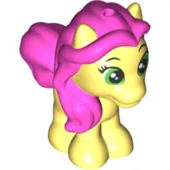 Animal, Horse / Pony with Dark Pink Mane and Tail and Green Eyes Print (Petite)