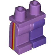 Hips and Dark Purple Left Leg, Medium Lavender Right Leg with Yellow and Red Vertical Stripes