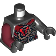 Torso, Odd Arms, Armor, Dark Red, Silver and Copper, with Gear Clock and Hourglass Print, Left Pearl Titanium Arm, Right Dark Red Arm, Black Hands
