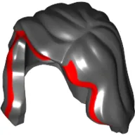 Hair Mid-Length with Part over Front of Right Shoulder with red stroke