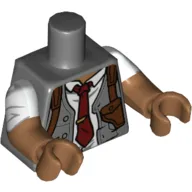 Torso, Dual Molded Arms, Vest, White Shirt, Dark Red Tie, Shoulder Holster Print, White Sleeves Pattern, Medium Nougat Arms and Hands