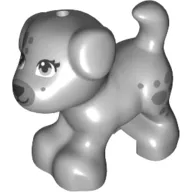 Animal, Dog, Small Standing with Black Nose, Mouth, and Dark Bluish Gray Muzzle and Spots on Leg Print (Sky)