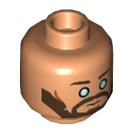 Minifig Head Kanan Jarrus, Cheek Lines, White Blind Eyes, Neutral / Smile Print