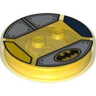 Function Brick Round 4 x 4 x 2/3 with 2 Studs and Batman Logo and Silver Plates Print