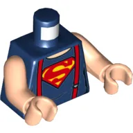 Torso Shirt with Muscles, Suspenders and Red and Yellow Superman 'S' Logo Print, Light Nougat Arms and Hands