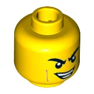 Minifig Head Ash, Eyebrows Furrowed, Lopsided Smirk with Teeth Print [Hollow Stud]