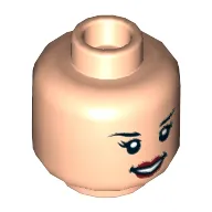 Minifig Head Wonder Woman / GCPD Officer, Dual Sided, Eyebrows, Red Lips, Smile / Raised Eyebrows and Scowl Print [Hollow Stud]