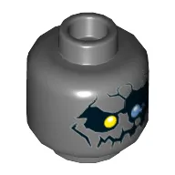 Minifig Head Nexo Knights Lord Krakenskull, Yellow Right Eye, Blue Left Eye, Cracks and Jagged Mouth Print [Hollow Stud]
