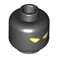 Minifig Head Stone Monster, Dual Sided, White Eyes with Yellow Outline / Sand Blue Electricity Print [Hollow Stud]