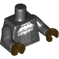 Torso Coat with White Ruffle over Dark Bluish Gray Vest, Silver Buttons Print, Black Arms with Silver Buttons Print, Dark Brown Hands