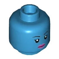 Minifig Head Aayla Secura, Eyebrows and Pink Lips, Neutral / Angry Print