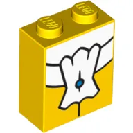 Brick 1 x 2 x 2 with Inside Stud Holder with White Tie Print