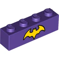 Brick 1 x 4 with Yellow Batgirl Logo Print