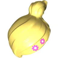 Hair Ponytail Off-center with Flowers Print