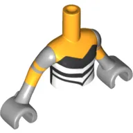 Minidoll Torso Girl with Black Strapless Top with White V-Stripes, Light Bluish Gray Arms with Hands