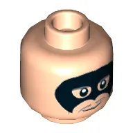 Minifig Head Alfred Pennyworth, Black Eye Mask, Dark Bluish Gray Thin Mustache Print [Hollow Stud]