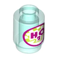 Brick Round 1 x 1 Open Stud with 'H2O' print