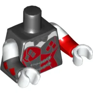 Torso, Odd Dual Molded Arms, Black and Red Corset with Diamonds Print (Harley Quinn), White Sleeves Pattern, Left Red Arms, Right Black Arms, White Hands
