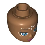 Minidoll Head, Dark Azure Eyes, Closed Mouth Smile and Elves Tribal Print (Rosalyn)