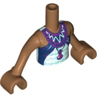 Minidoll Torso Girl with Light Aqua Top with Dark Blue and Magenta Trim, Flask, Metallic Light Blue Accents Print, Medium Nougat Arms and Hands