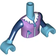 Minidoll Torso Girl with Medium Lavender Top with Zippers and Fur Print, Dark Blue Arms and Medium Azure Gloves Print