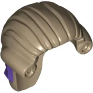 Hair Long Tied Back with Dark Purple Ribbon Print