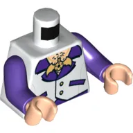 Torso Vest with Open Shirt, Bat Medallion and Hairy Chest Print (Batman), Dark Purple Arms, Light Nougat Hands