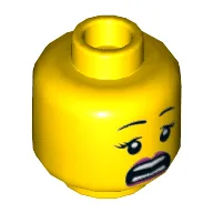 Minifig Head Lauren, Eyebrows, Red Lips, Scared / Smile with Teeth Print