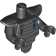 Torso Short and Modified with Armor - Smooth Breastplate with Shoulder Pads - Silver Armor and Dark Blue Tassels Print - Black Arms - Black Hands