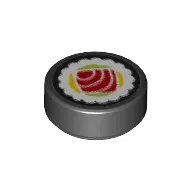 Tile Round 1 x 1 with Striped Pink Tuna Rectangle Sushi Print