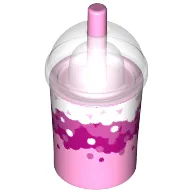 Equipment Cup and Straw with Trans Clear Dome Lid and Liquid Waves and Bubbles Print