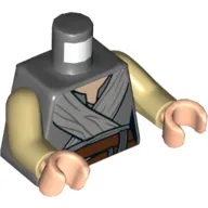 Torso Robe, Open Neck, Light Bluish Gray Crossed Sash, Reddish Brown Belt Print (Rey), Tan Arms, Light Nougat Hands