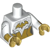 Torso Armor, Gold Panels, Gold Batgirl Logo Print, White Arms with Gold Cuffs Print, Pearl Gold Hands