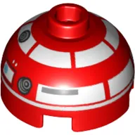 Brick Round 2 x 2 Dome Top, Hollow Stud with White Astromech Droid Print (R3-T2)