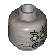 Minifig Head CyberByter, Dual Sided, Lime and White Eyes, Clenched Teeth / Closed Mouth Print [Hollow Stud]